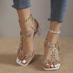 Serene Collection | Women's Block Heel Sandals with Rhinestone Accents | Elegant Comfort for Dressy Occasions 6