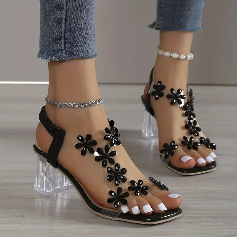 Serene Collection | Women's Block Heel Sandals with Rhinestone Accents | Elegant Comfort for Dressy Occasions 7