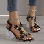 Serene Collection | Women's Block Heel Sandals with Rhinestone Accents | Elegant Comfort for Dressy Occasions 7