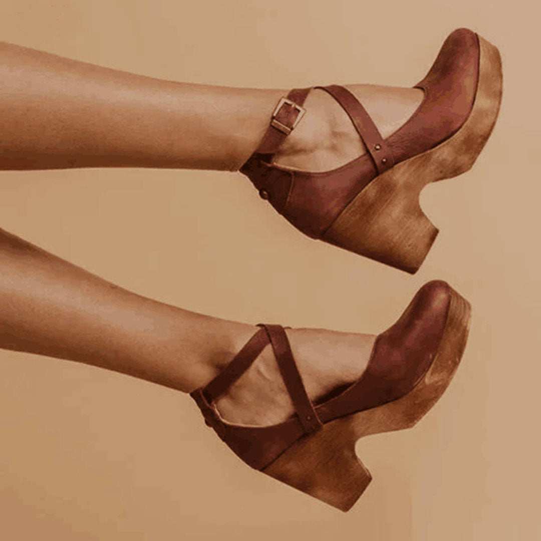 Teresa Collection | Black Wedge Heels for Women with Adjustable Ankle Strap | Elegant Design for All-Day Comfort 1