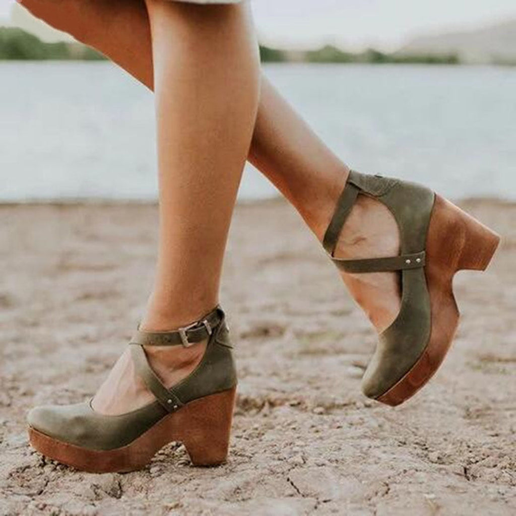 Teresa Collection | Black Wedge Heels for Women with Adjustable Ankle Strap | Elegant Design for All-Day Comfort 2