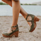 Teresa Collection | Black Wedge Heels for Women with Adjustable Ankle Strap | Elegant Design for All-Day Comfort 2
