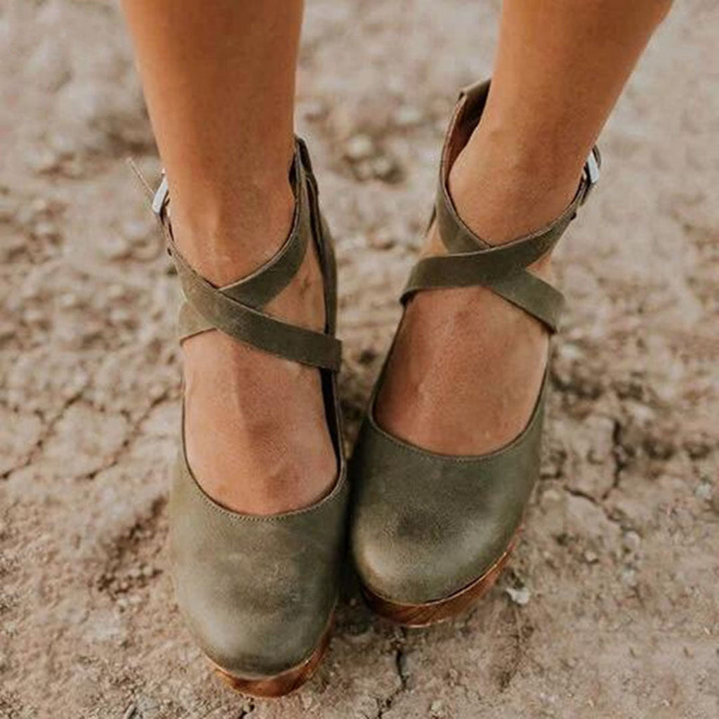Teresa Collection | Black Wedge Heels for Women with Adjustable Ankle Strap | Elegant Design for All-Day Comfort 4
