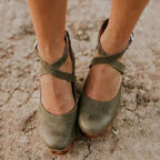 Teresa Collection | Black Wedge Heels for Women with Adjustable Ankle Strap | Elegant Design for All-Day Comfort 4