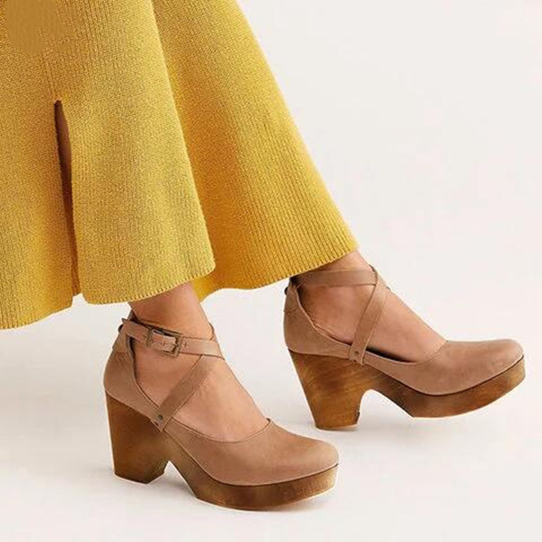 Teresa Collection | Black Wedge Heels for Women with Adjustable Ankle Strap | Elegant Design for All-Day Comfort 5
