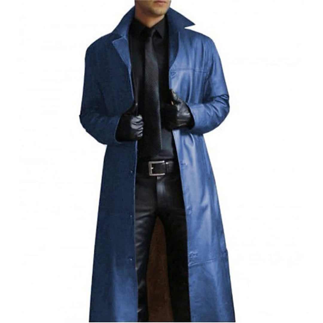 Tijn Men's Long Slim Fit Leather Trench Coat | Stylish Winter Jacket in Multiple Colors 1