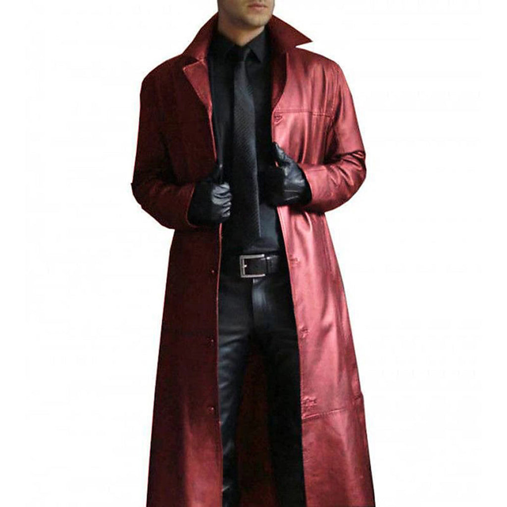 Tijn Men's Long Slim Fit Leather Trench Coat | Stylish Winter Jacket in Multiple Colors 3