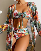 Tropical Bliss | High Waisted Bikini Set with Matching Cover-Up | Womens Bikini Sets for Effortless Summer Style 2