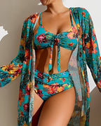 Tropical Bliss | High Waisted Bikini Set with Matching Cover-Up | Womens Bikini Sets for Effortless Summer Style 6