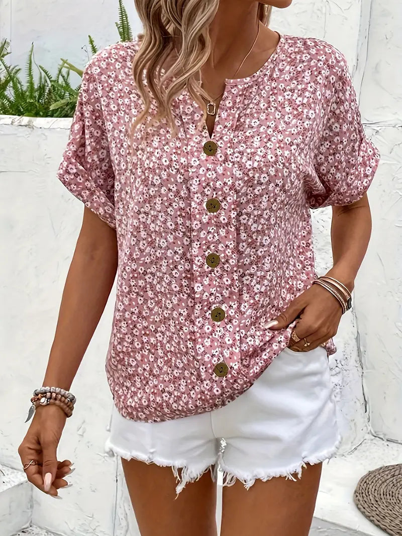 Verna Collection | Women's Floral Print Blouse with Flattering Fit | Lightweight Summer Top for Effortless Style 2