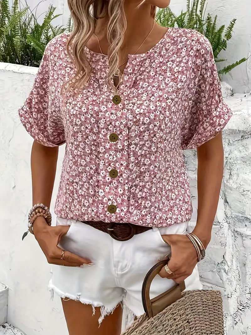 Verna Collection | Women's Floral Print Blouse with Flattering Fit | Lightweight Summer Top for Effortless Style 3
