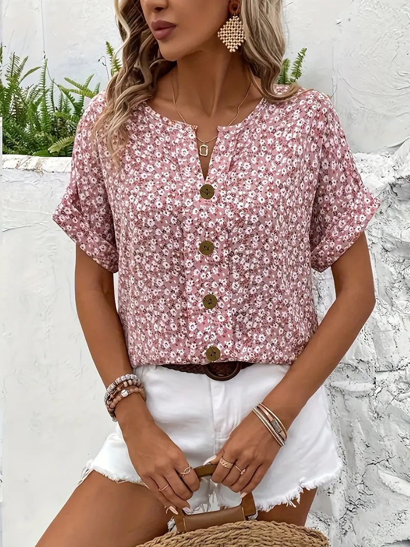 Verna Collection | Women's Floral Print Blouse with Flattering Fit | Lightweight Summer Top for Effortless Style 4