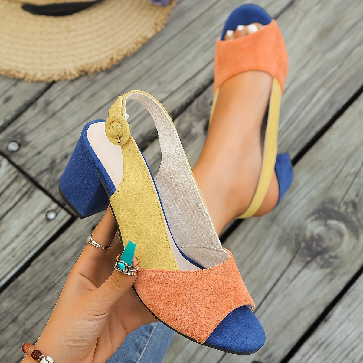 Winifred | Women's Heels with Colourblock Design & Cushioned Insole | Elegant Footwear for All-Day Comfort 1
