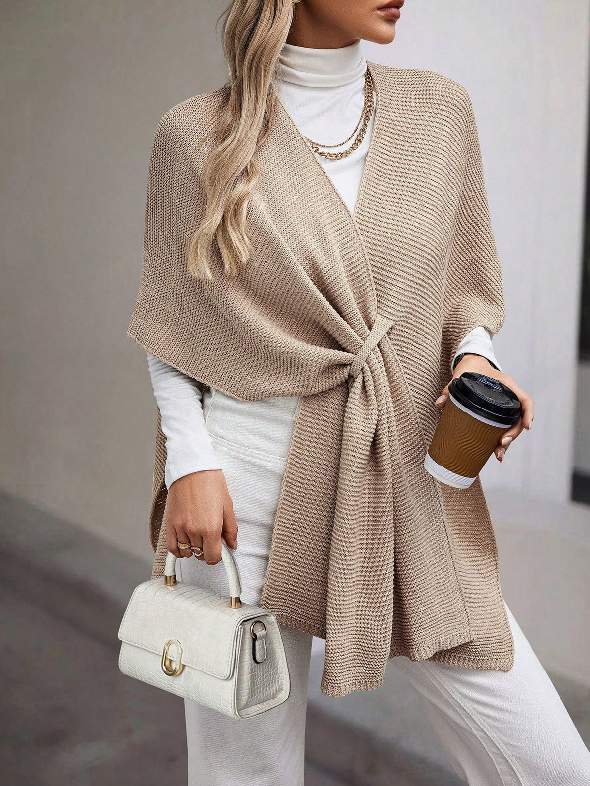 Women's Batwing Sleeve Cardigan with Small V-Neck