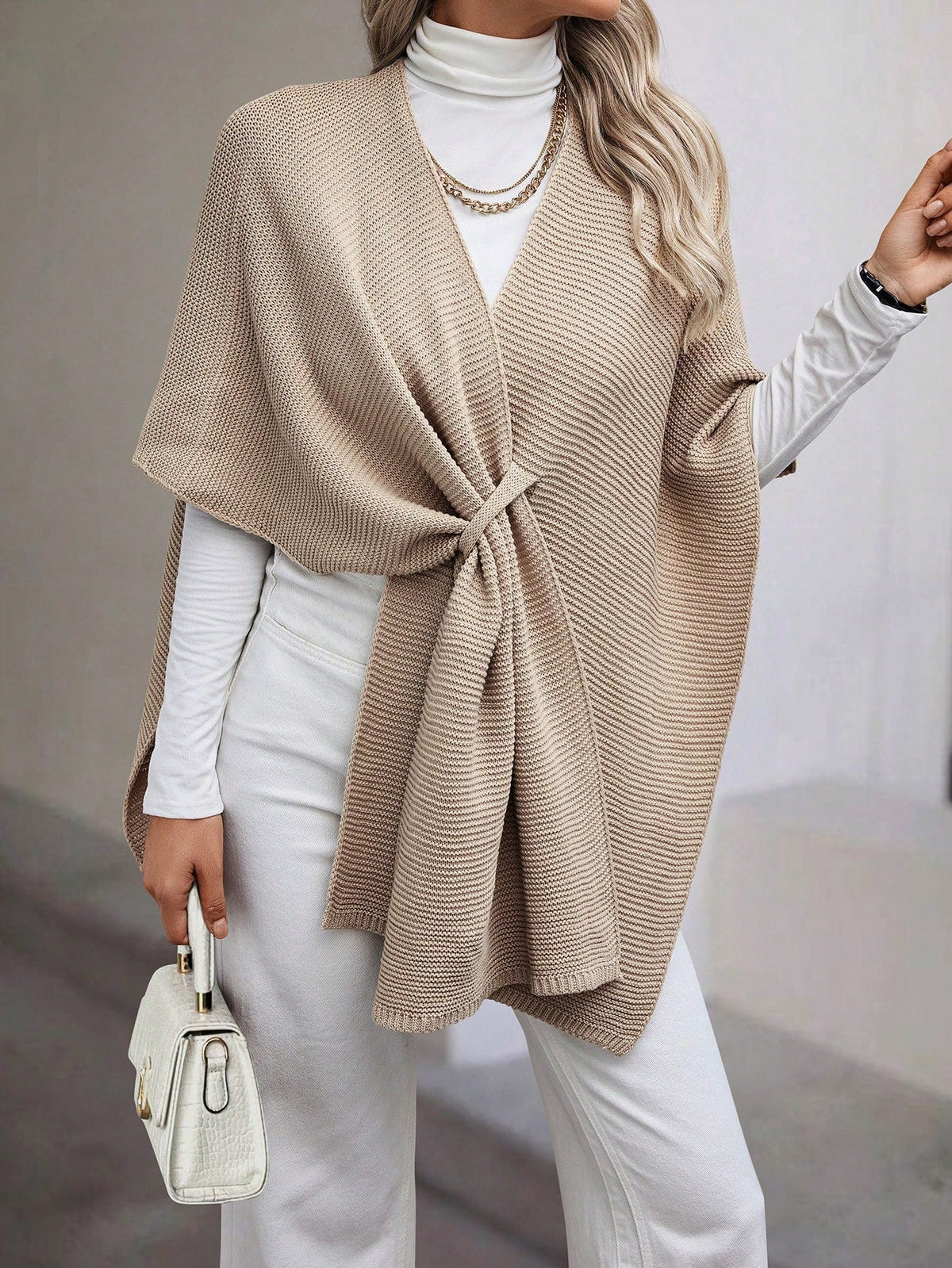 Women's Batwing Sleeve Cardigan with Small V-Neck