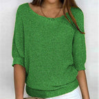 Women's Boat Neck Jumper in Lightweight Knit with Ribbed Ends