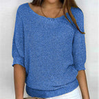 Women's Boat Neck Jumper in Lightweight Knit with Ribbed Ends
