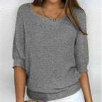 Women's Boat Neck Jumper in Lightweight Knit with Ribbed Ends