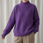 Women's Cable Knit Jumper with Stand-Up Collar in Soft Blend