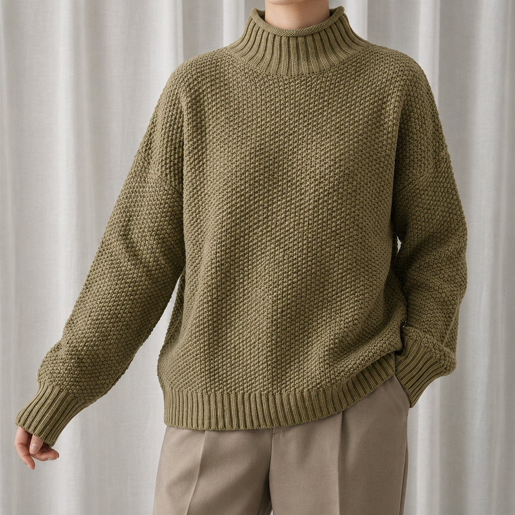 Women's Cable Knit Jumper with Stand-Up Collar in Soft Blend