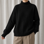Women's Cable Knit Jumper with Stand-Up Collar in Soft Blend