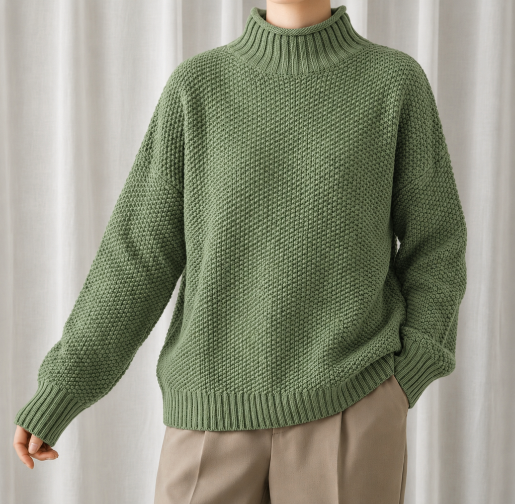 Women's Cable Knit Jumper with Stand-Up Collar in Soft Blend