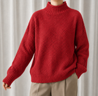Women's Cable Knit Jumper with Stand-Up Collar in Soft Blend