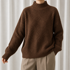 Women's Cable Knit Jumper with Stand-Up Collar in Soft Blend