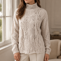 Women's Cable Knit Turtleneck Jumper in Warm Knit Blend