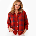 Women's Checked Cardigan with Lapel Collar and Button Front