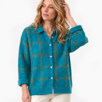 Women's Checked Cardigan with Lapel Collar and Button Front