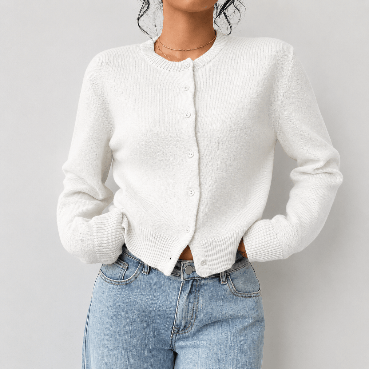 Women's Chunky Knit Cardigan with Button Front