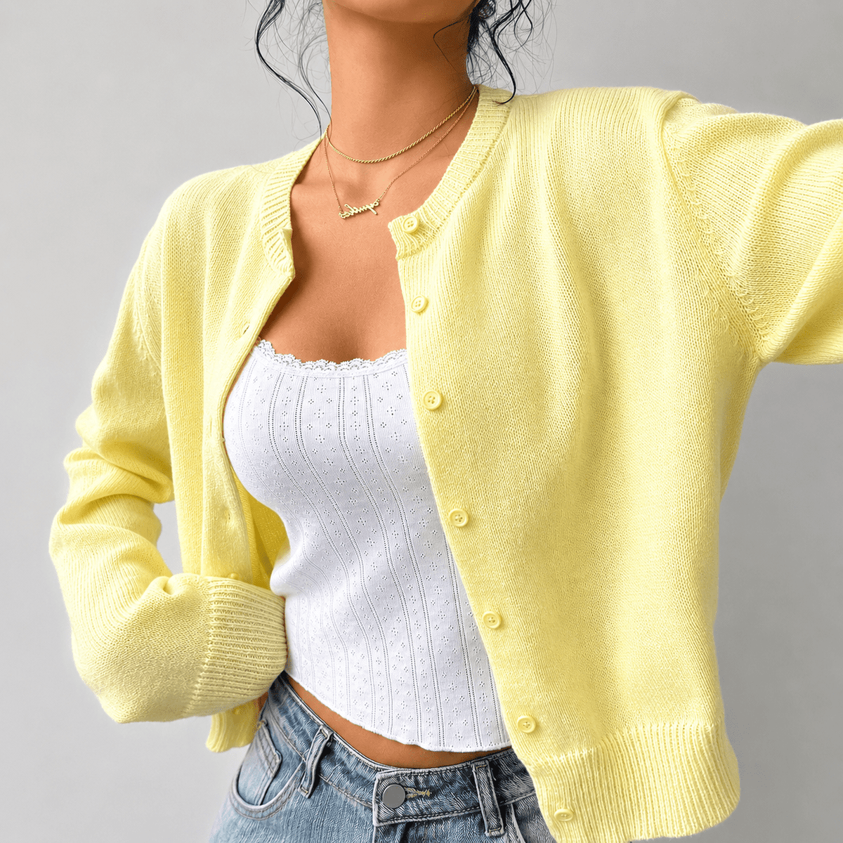 Women's Chunky Knit Cardigan with Button Front