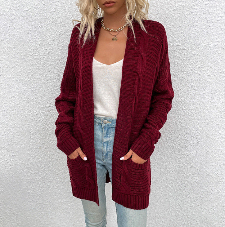 Women's Chunky Knit Cardigan with Large Pockets