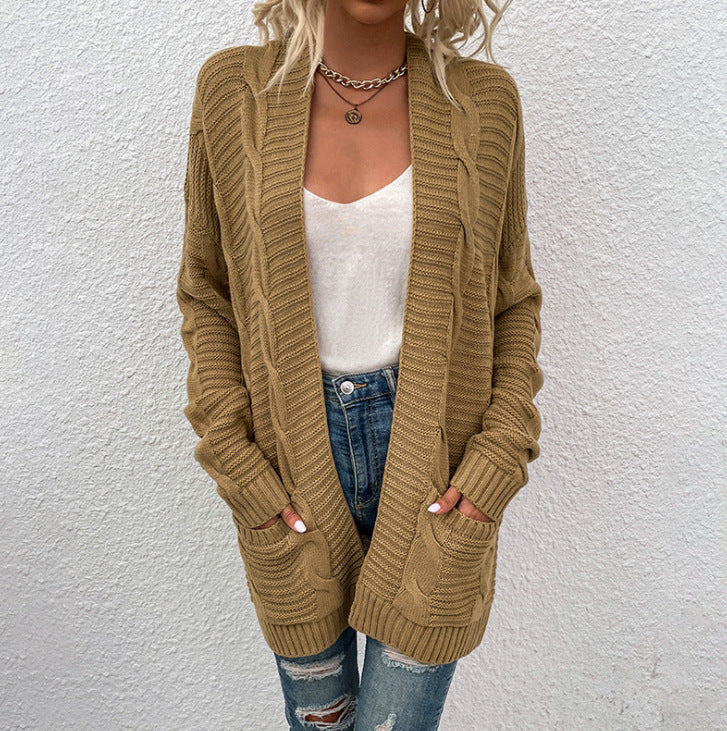 Women's Chunky Knit Cardigan with Large Pockets
