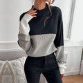 Women's Chunky Knit Jumper with Colour Block Design