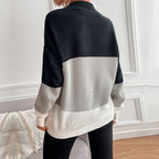 Women's Chunky Knit Jumper with Colour Block Design