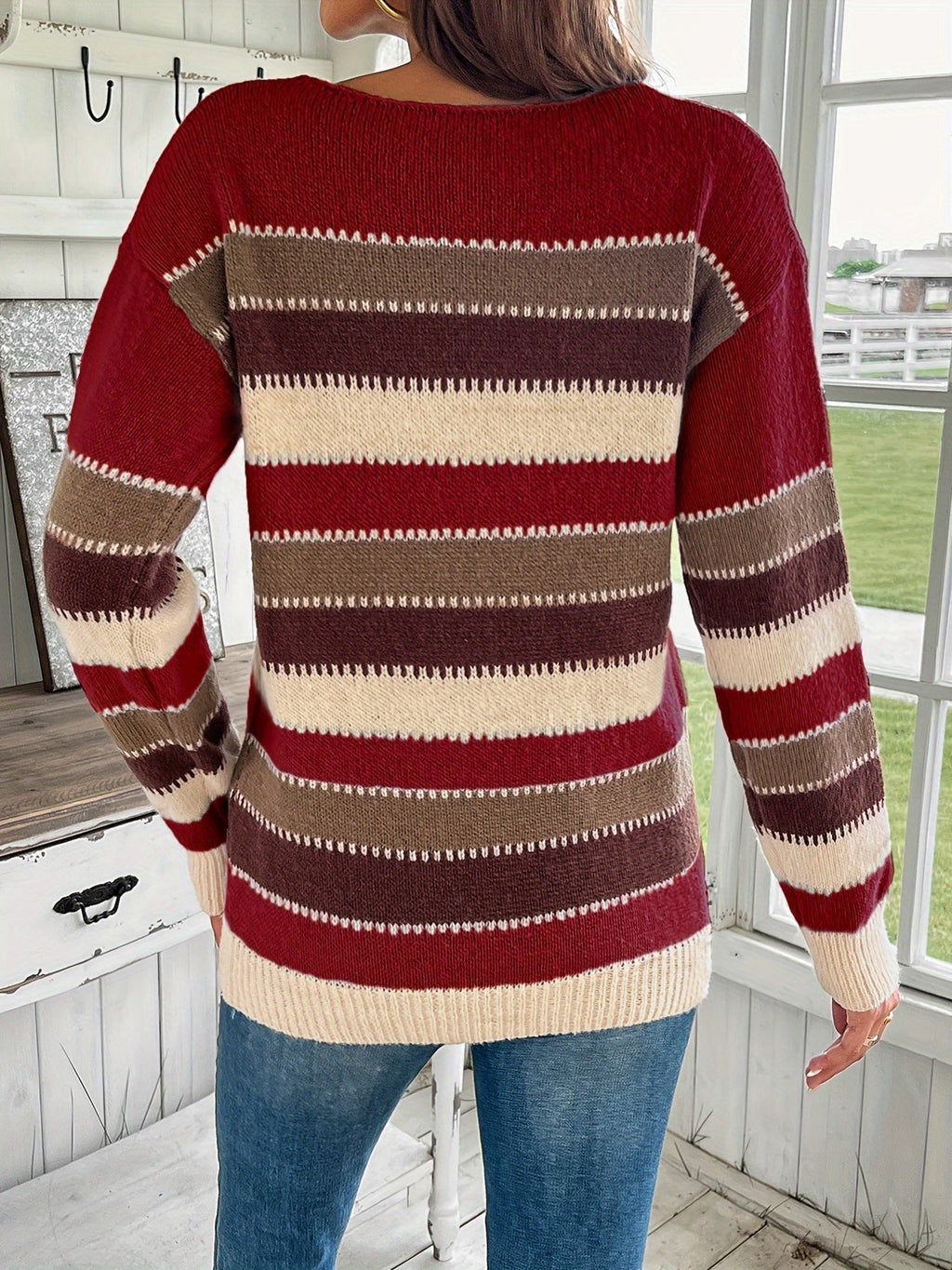 Women's Chunky Knit Jumper with Crew Neck