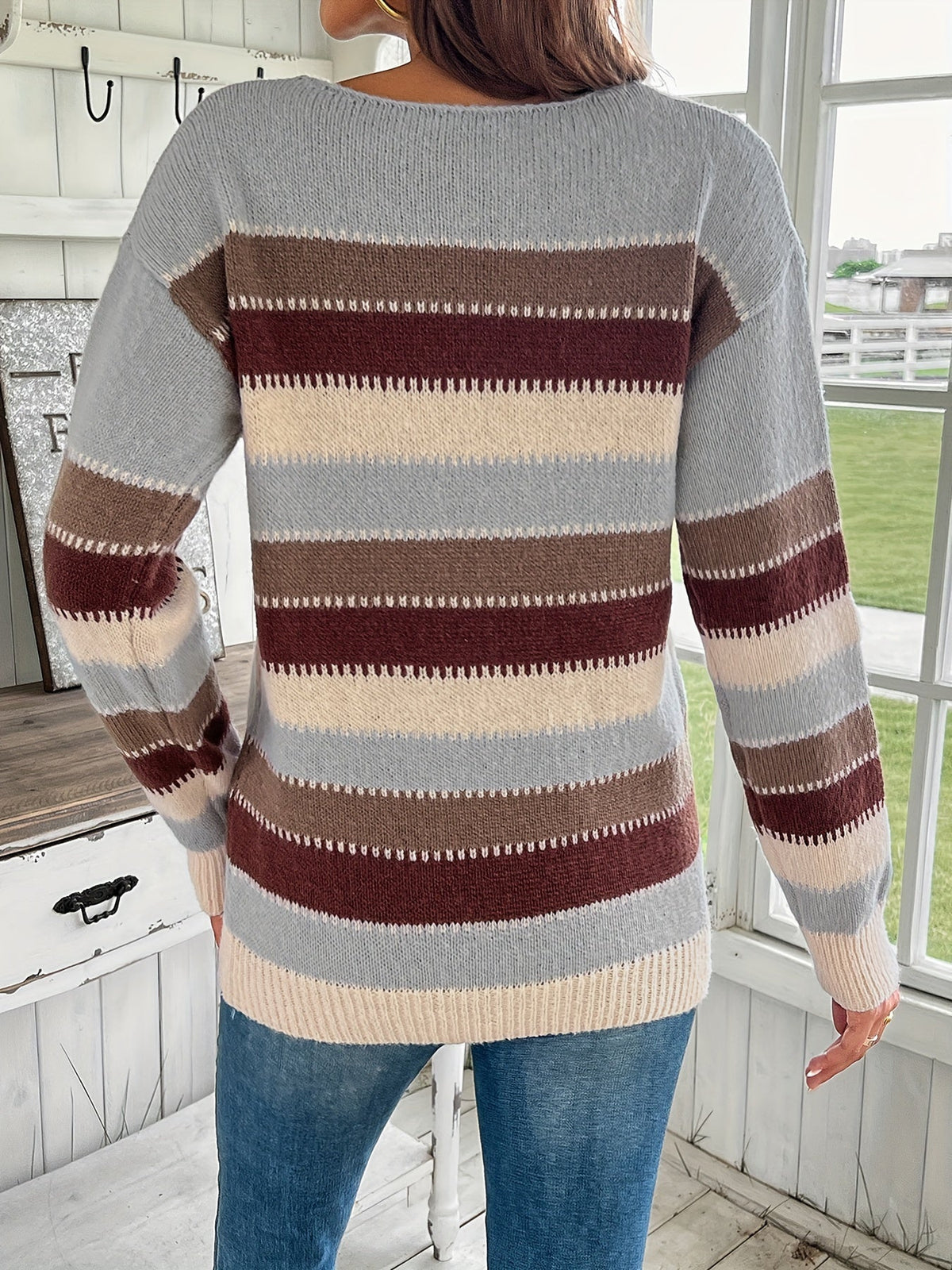 Women's Chunky Knit Jumper with Crew Neck