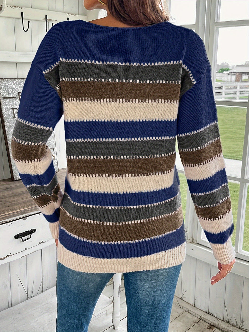 Women's Chunky Knit Jumper with Crew Neck