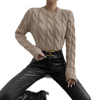 Women's Chunky Knit Jumper with High Collar and Long Sleeves