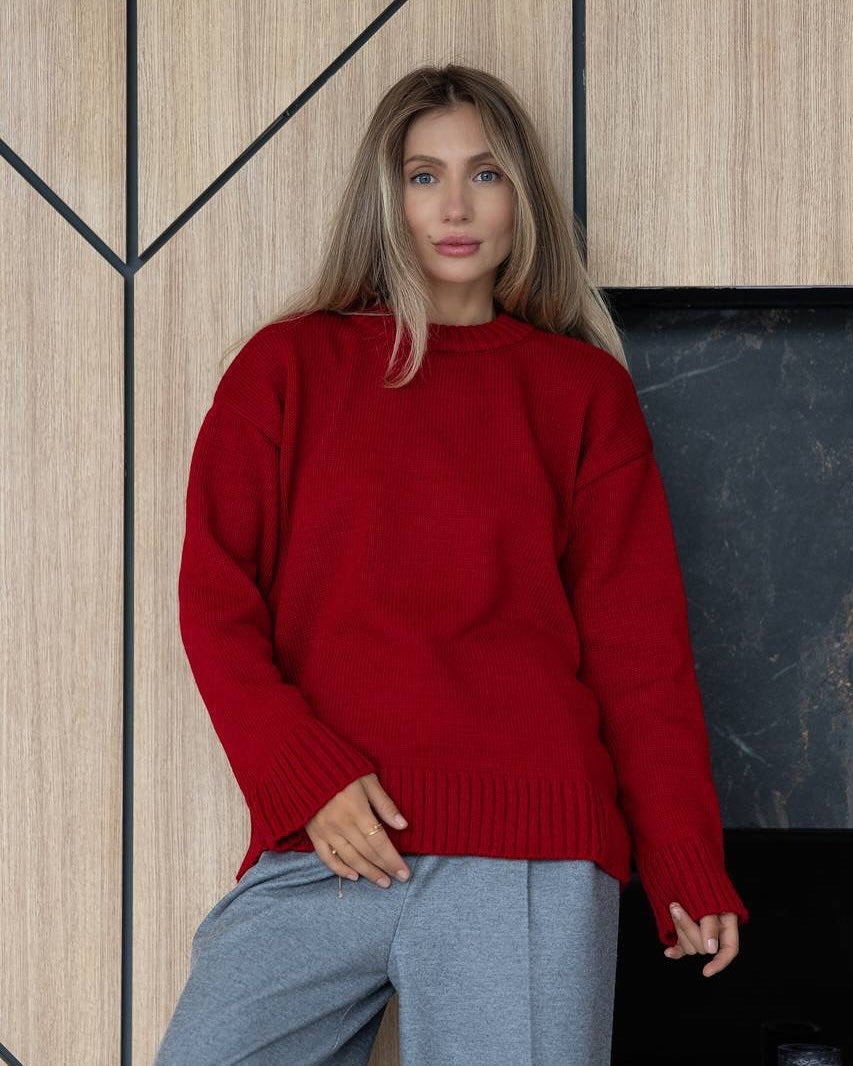 Women's Chunky Knit Jumper with Long Sleeves and Warm Fit