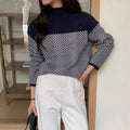 Women's Chunky Knit Jumper with Stand-Up Collar