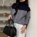 Women's Chunky Knit Jumper with Stand-Up Collar