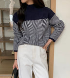 Women's Chunky Knit Jumper with Stand-Up Collar