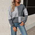 Women's Colour Block Check Jumper with Long Sleeves