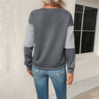 Women's Colour Block Check Jumper with Long Sleeves