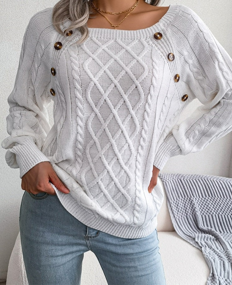 Women's Diamond Knit Jumper with Crew Neck
