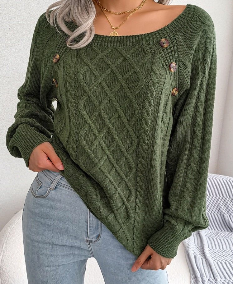Women's Diamond Knit Jumper with Crew Neck