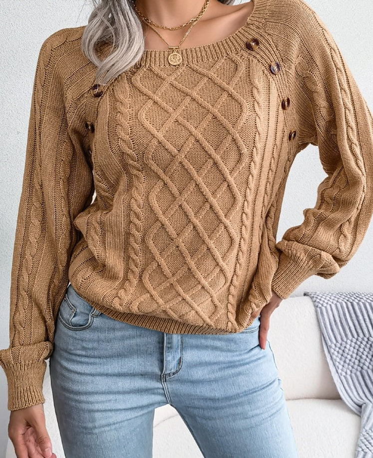 Women's Diamond Knit Jumper with Crew Neck